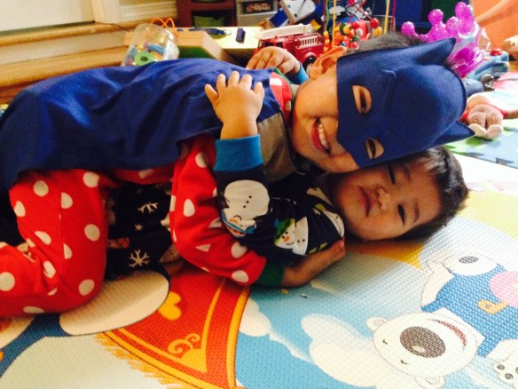 My dudes taking a hug break in between coughs.  Please Lord help me to do right by them.